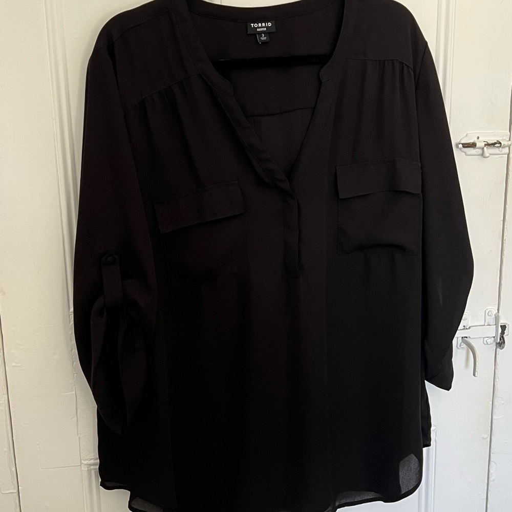 Torrid Black Harper Pullover Relaxed Blouse